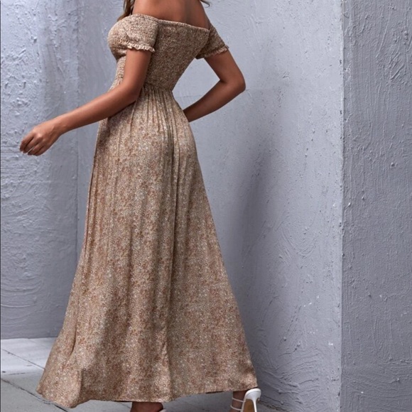 Boho floral off shoulder split thigh maxi dress - Picture 2 of 5